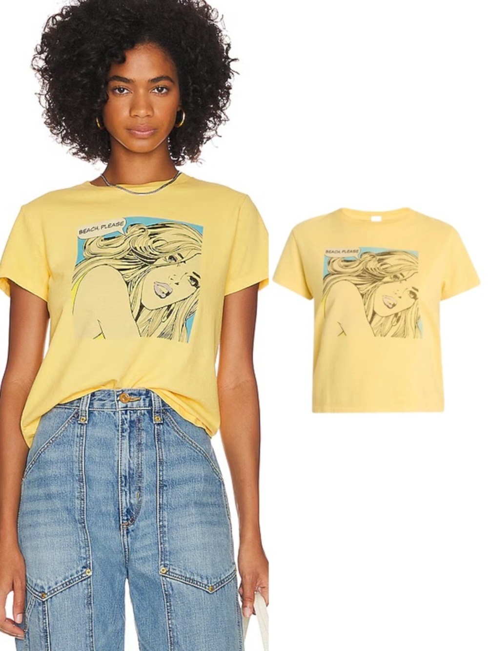 RE/DONE Beach Please Classic Cotton T Shirt Pop Art Retro Vintage Litchenstein